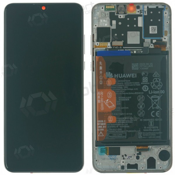 Huawei P30 Lite 48MP ekraan (valged) (koos raamiga ja patarei / aku) (service pack) (originaalne)