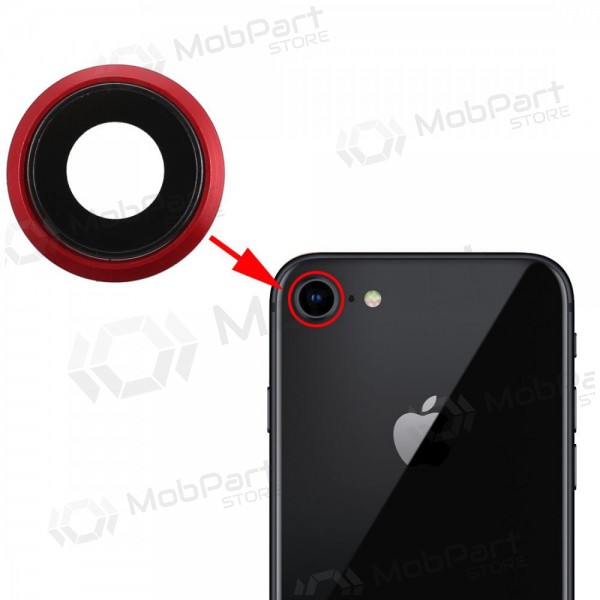 Apple iPhone 8 / SE 2020 / SE 2022 kaamera klaas (punane) (koos raamiga) Apple iPhone 8 / SE 2020 / SE 2022 kaamera klaas (punane) (koos raamiga)