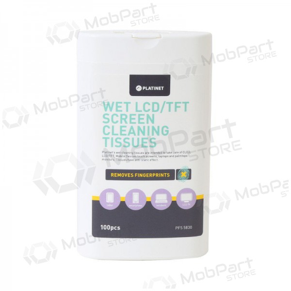 Wet wipes PLATINET for LCD / TFT screens PLATINET 11x9,4cm (100tk)