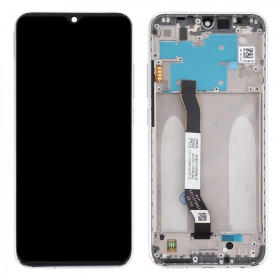 Xiaomi Redmi Note 8 / Note 8 2021 ekraan (valged) (koos raamiga) (service pack) (originaalne)