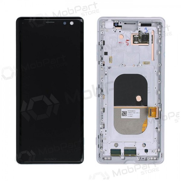 Sony Xperia XZ3 H8416 / H9436 ekraan (valged) (koos raamiga) (kasutatud grade A, originaalne)