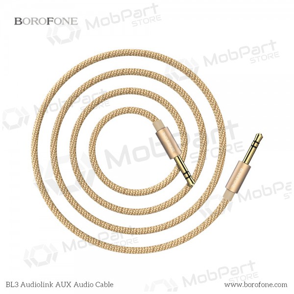 Audio adapter 3,5mm į 3,5mm Borofone BL3 (kuldsed) Audio adapter 3,5mm į 3,5mm Borofone BL3 (kuldsed)