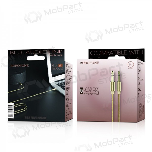 Audio adapter 3,5mm į 3,5mm Borofone BL3 (kuldsed) Audio adapter 3,5mm į 3,5mm Borofone BL3 (kuldsed)