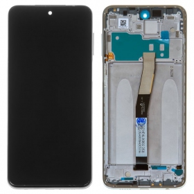 Xiaomi Redmi Note 9S ekraan (valged) (koos raamiga) (service pack) (originaalne)