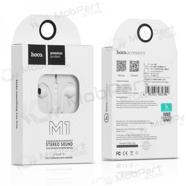 Vabakäeseadmega HOCO M1 3,5mm (valge) Vabakäeseadmega HOCO M1 3,5mm (valge)
