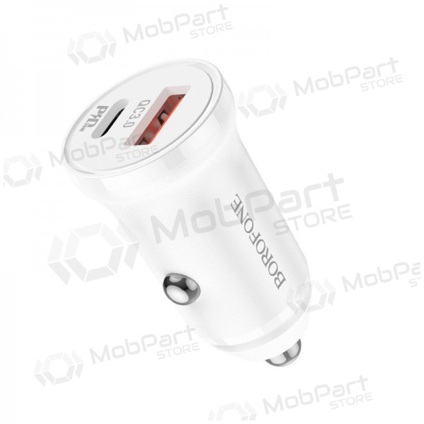 Laadija automobilinis Borofone BZ18A USB-A/Type-C PD20W+QC3.0 (valged)