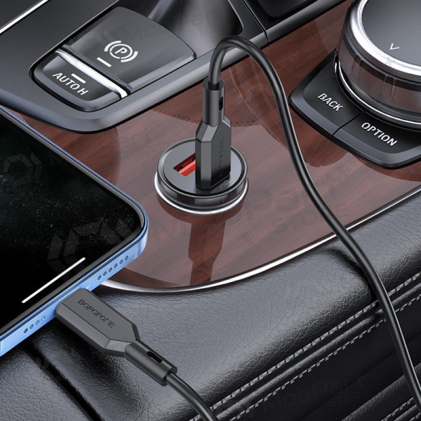 Laadija automobilinis Borofone BZ18A USB-A/Type-C PD20W+QC3.0 + Lightning (mustad)