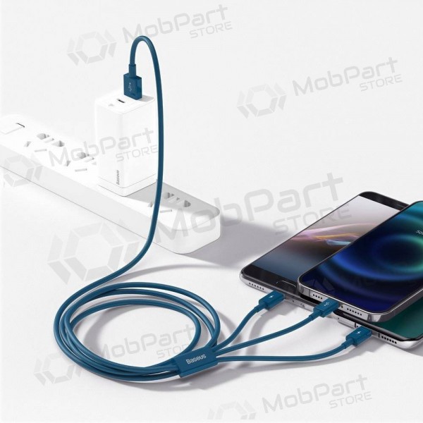 USB kaabel Baseus Superior USB - microUSB+Lightning+Type-C 100W 1.5m (sinised) CAMLTYS-03 USB kaabel Baseus Superior USB - microUSB+Lightning+Type-C 100W 1.5m (sinised) CAMLTYS-03