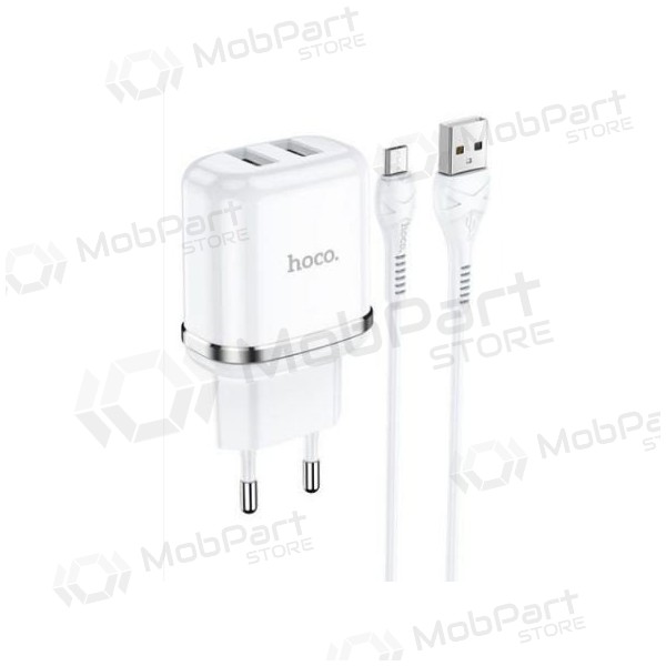 Laadija HOCO N4 Aspiring Dual USB + type-C kaabel (5V 2.4A) (valged) Laadija HOCO N4 Aspiring Dual USB + type-C kaabel (5V 2.4A) (valged)