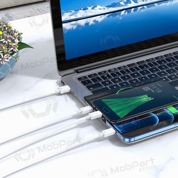USB kaabel Hoco X74 3in1 microUSB-Lightning-Type-C 1.0m (valged)