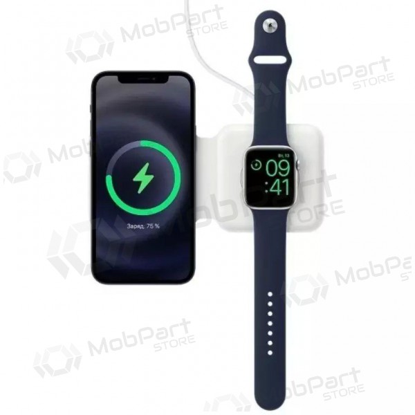 Laadija juhtmeta 2in1 Smart Phone, Watch MagSafe 10W (valged)