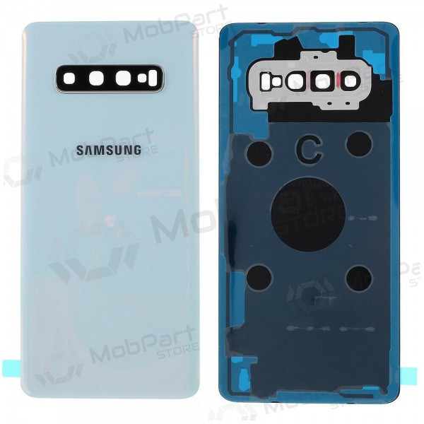 Samsung G975 Galaxy S10 Plus patareipesade kaas (tagakaas) valged (Prism White) (kasutatud grade A, originaalne)