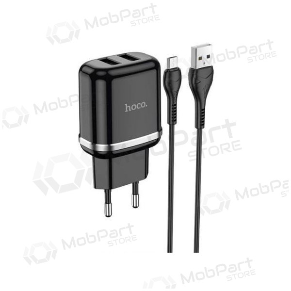 Laadija HOCO N4 Aspiring Dual USB + microUSB kaabel (5V 2.4A) (mustad)