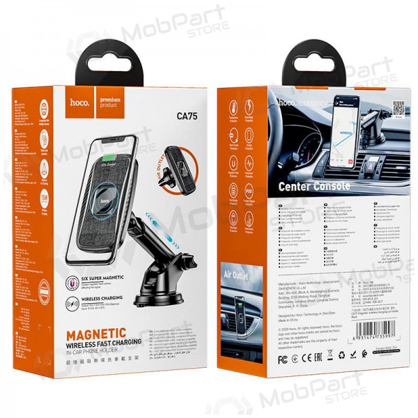 Auto telefonihoidja, Juhtmeta laadija Hoco CA75 magnetis, mustad Auto telefonihoidja, Juhtmeta laadija Hoco CA75 magnetis, mustad