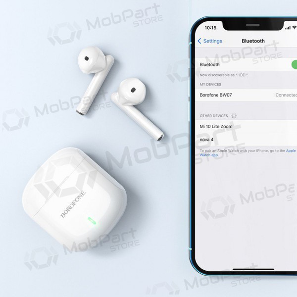 Juhtmeta vabakäeseadmega Borofone BW07 Wide TWS (valge)