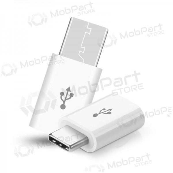 Adapter iš microUSB į Type-C (valged)