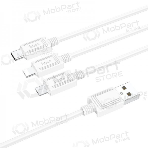 USB kaabel Hoco X74 3in1 microUSB-Lightning-Type-C 1.0m (valged)