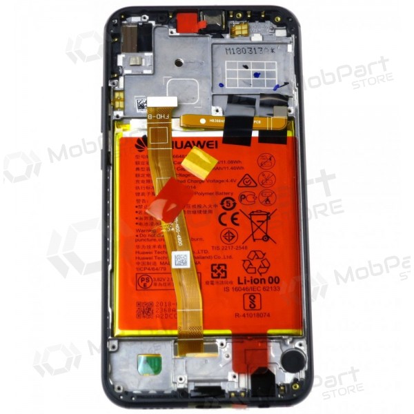 Huawei P20 Lite ekraan (mustad) (koos raamiga ja patarei / aku) (service pack) (originaalne)