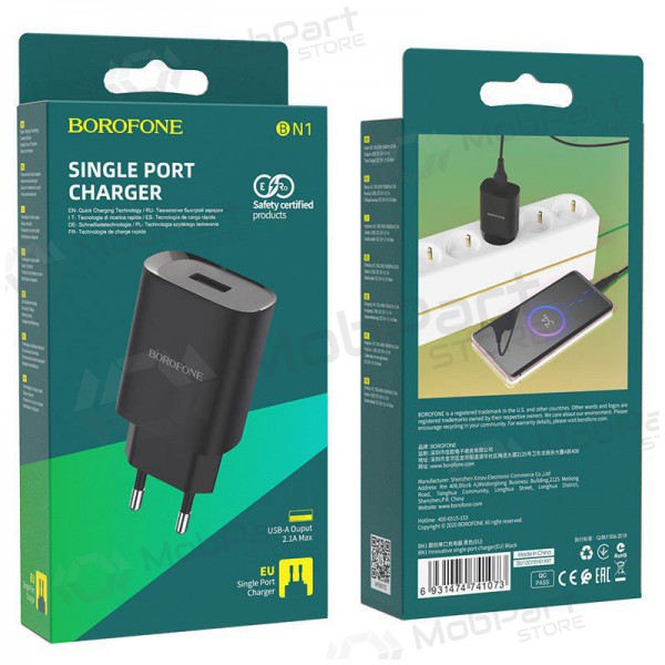Laadija Borofone BN1 2.1A (mustad)