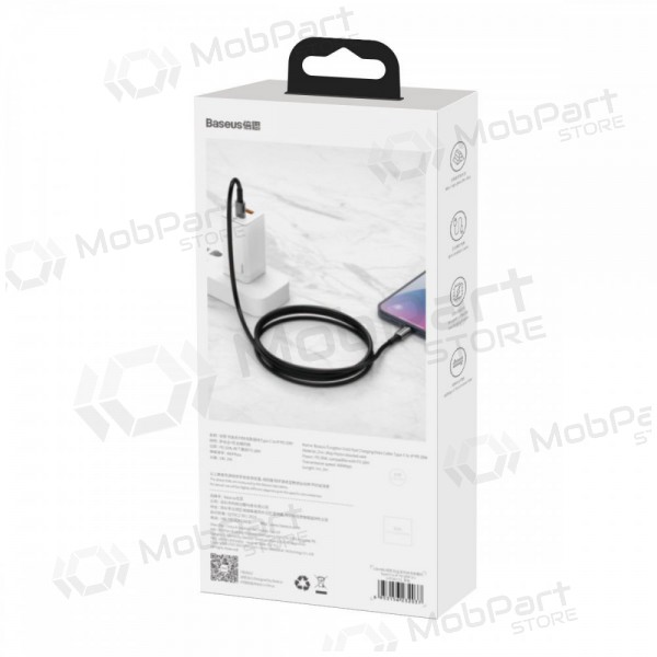 USB kaabel Baseus Tungsten Gold Fast Data Type-C - Type-C 100W 1.0m (mustad) CATWJ-01 USB kaabel Baseus Tungsten Gold Fast Data Type-C - Type-C 100W 1.0m (mustad) CATWJ-01