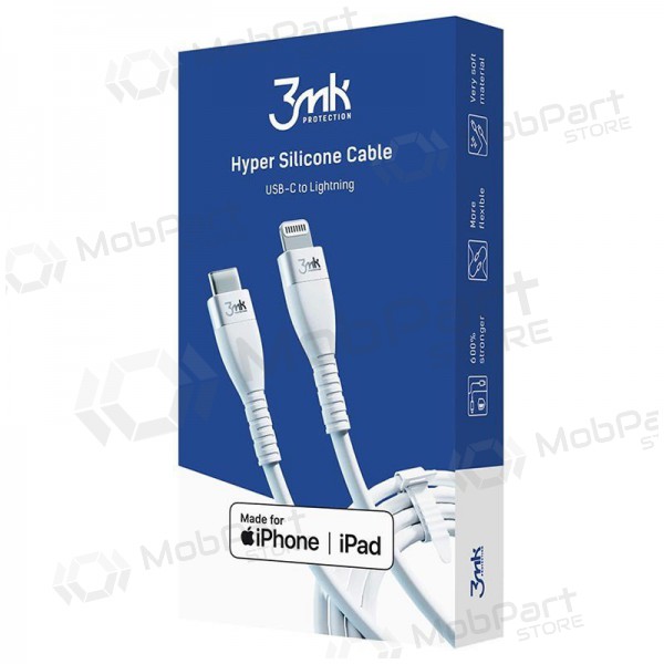 USB kaabel 3MK Hyper Silicone Cable Lightning 20W 1m