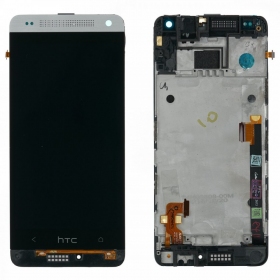 HTC One Mini (M4) ekraan (hõbedased) (koos raamiga) (service pack) (originaalne)
