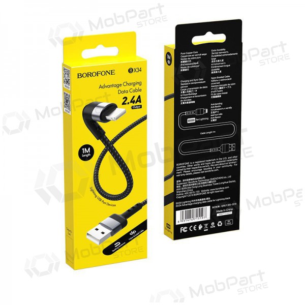 USB kaabel Borofone BX34 Lightning 1.0m (mustad)