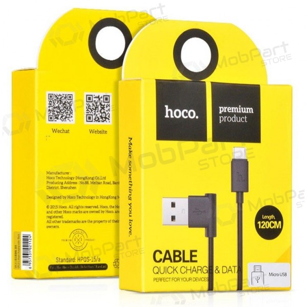 USB kaabel HOCO UPM10 L Shape microUSB 1.2m (mustad)