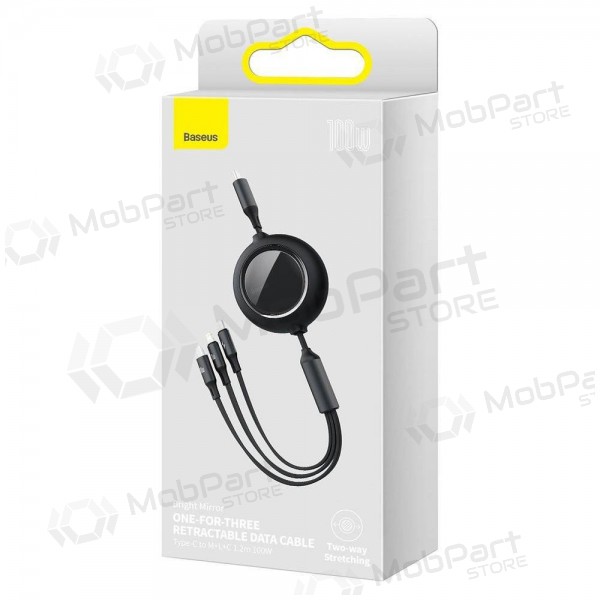 USB kaabel Baseus Bright Mirror Type-C - microUSB+Lightning+Type-C 100W 1.2m (mustad) CAMLC-AMJ01 USB kaabel Baseus Bright Mirror Type-C - microUSB+Lightning+Type-C 100W 1.2m (mustad) CAMLC-AMJ01