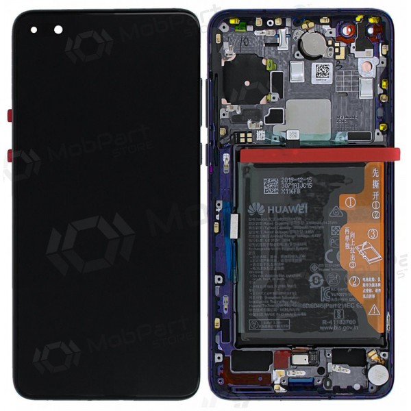 Huawei P40 ekraan (sinised) (koos raamiga ja patarei / aku) (service pack) (originaalne) Huawei P40 ekraan (sinised) (koos raamiga ja patarei / aku) (service pack) (originaalne)