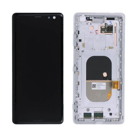 Sony Xperia XZ3 H8416 / H9436 ekraan (valged) (koos raamiga) (kasutatud grade B, originaalne)