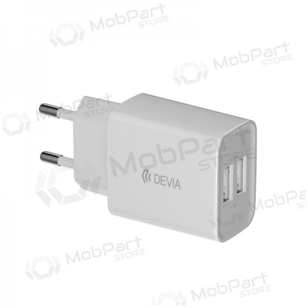 Laadija Devia Smart x 2 USB (2.4A) + MicroUSB, (valged)