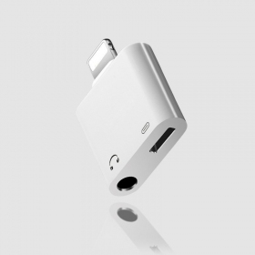 Adapter ADP15 iš Lightning į Lightning + 3,5mm (valged)