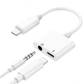 Adapter bluetooth ADP13 iš Lightning į Lightning + 3,5mm (valged)