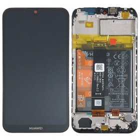 Huawei Y5 2019 ekraan (mustad) (koos raamiga ja patarei / aku) (service pack) (originaalne)