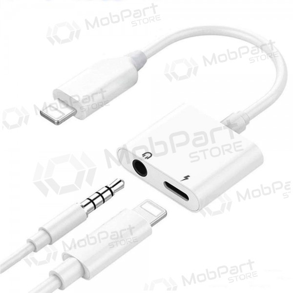 Adapter bluetooth ADP13 iš Lightning į Lightning + 3,5mm (valged)