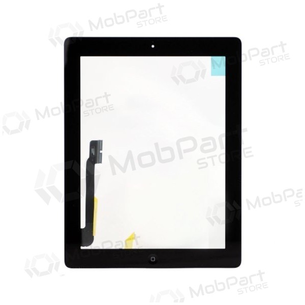 Apple iPad 4 puutetundlik klaas HOME nupu ja hoidikutega (mustad)