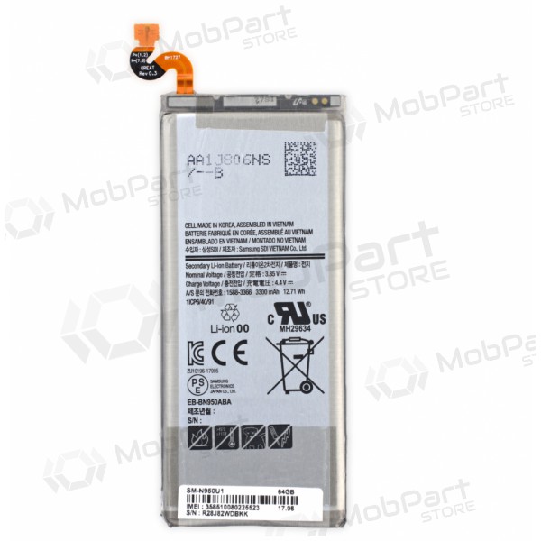 Samsung N950F Galaxy Note 8 patarei / aku (BBN950ABE) (3300mAh) Samsung N950F Galaxy Note 8 patarei / aku (BBN950ABE) (3300mAh)