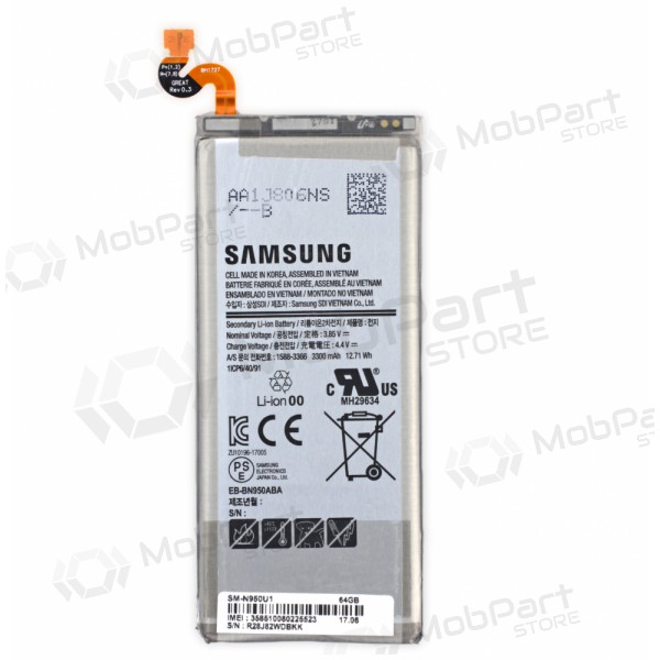 Samsung N950F Galaxy Note 8 patarei / aku (BBN950ABE) (3300mAh) (service pack) (originaalne) Samsung N950F Galaxy Note 8 patarei / aku (BBN950ABE) (3300mAh) (service pack) (originaalne)