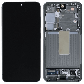 Ekranas Samsung S911 S23 5G su lietimui jautriu stikliuku ja rėmeliu Green originaalne (service pack)