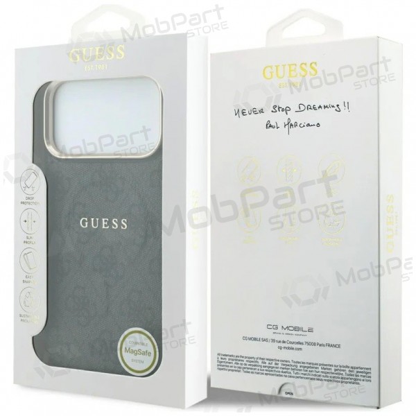Apple iPhone 18 Pro Max ümbris - Guess PU Leather 4G Gold Frame Embossed MagSafe (must)