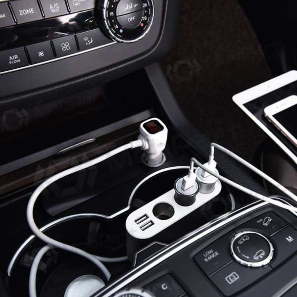 Autolaadija - šakotuvas Hoco Z13 2xUSB 3xconnector Autolaadija - šakotuvas Hoco Z13 2xUSB 3xconnector