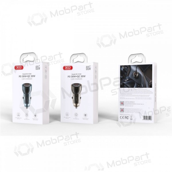 Autolaadija XO CC60 USB-A/USB-C 60W mustad