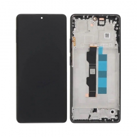 Ekranas Xiaomi Redmi Note 13 Pro 4G/Poco M6 Pro 4G su lietimui jautriu stikliuku ja rėmeliu Midnight Black originaalne (service pack)