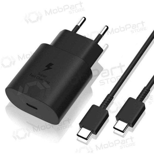 Laadija originaalne Samsung EP-TA800NB 25W + Type-C kaabel 25W mustad