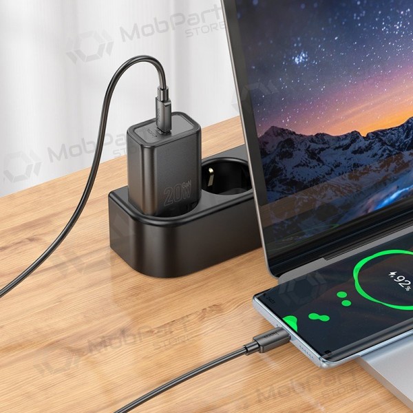 Telefoni laadija Hoco N60 GaN USB-C koos USB-C kaabliga 1 m valge