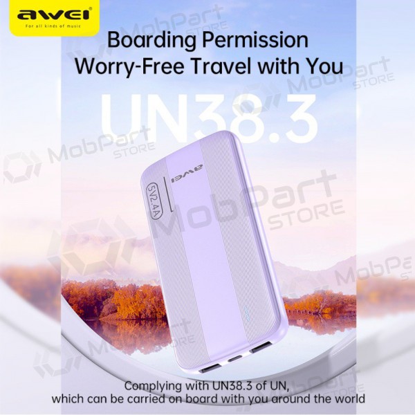 Väline patarei / aku Power Bank Awei P20K 5V/2.4A 10000mAh must