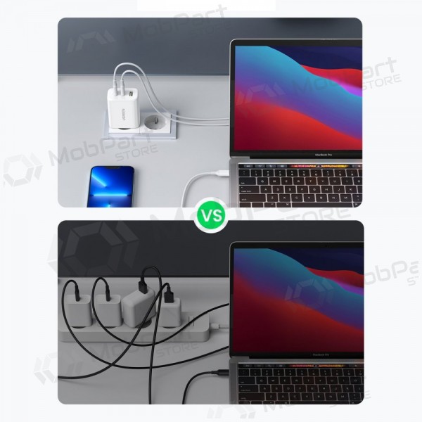 Laadija buitinis Ugreen CD275 2xUSB-C/USB-A 65W valged