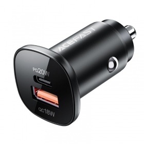 Laadija automobilinis Acefast B1 Mini 38W USB-C+USB-A mustad