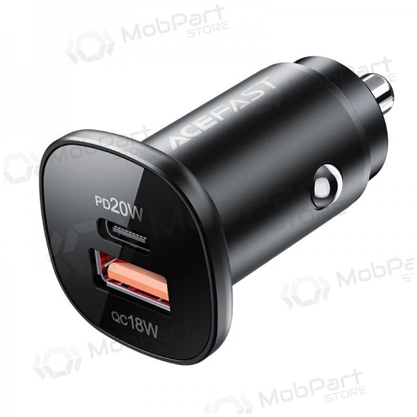 Laadija automobilinis Acefast B1 Mini 38W USB-C+USB-A mustad